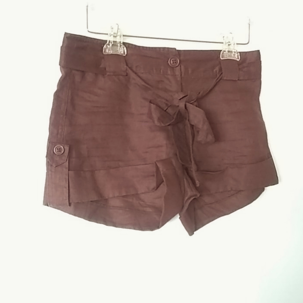 VENUS BROWN LINEN SHORTS